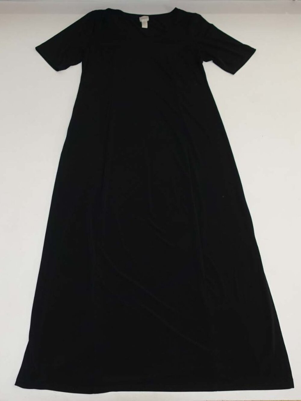 Chico's Women's Plain Black Maxi Dress Size 3 Size 3 / 16 Short Sleeves Crewneck